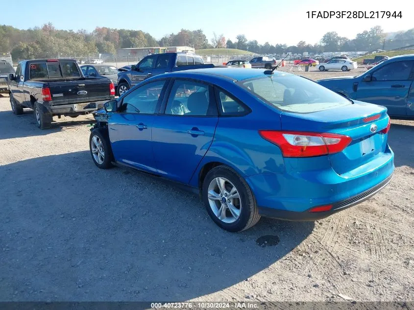 2013 Ford Focus Se VIN: 1FADP3F28DL217944 Lot: 40723776