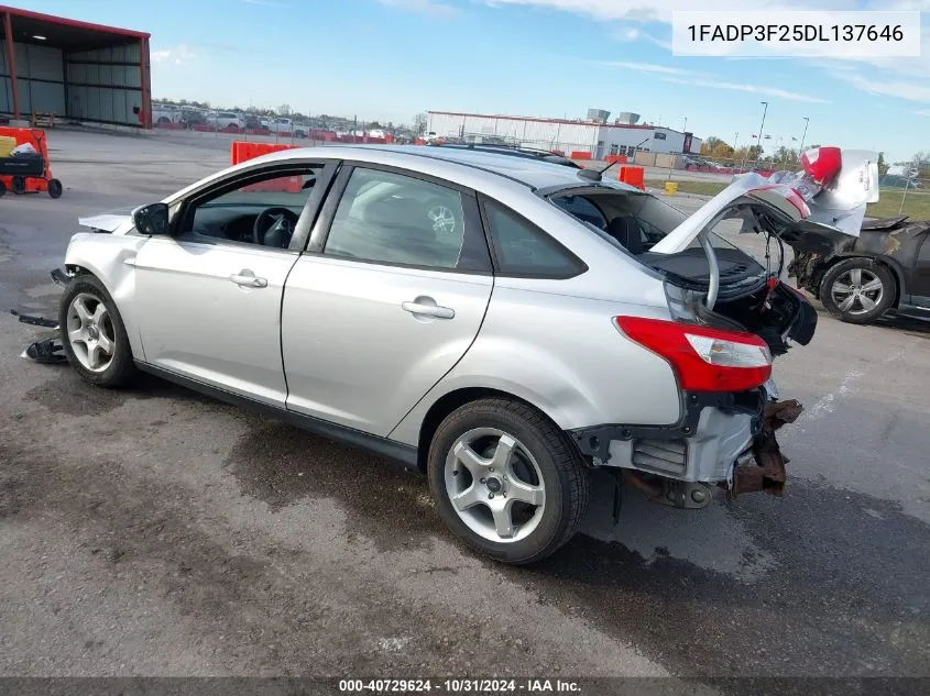 2013 Ford Focus Se VIN: 1FADP3F25DL137646 Lot: 40729624