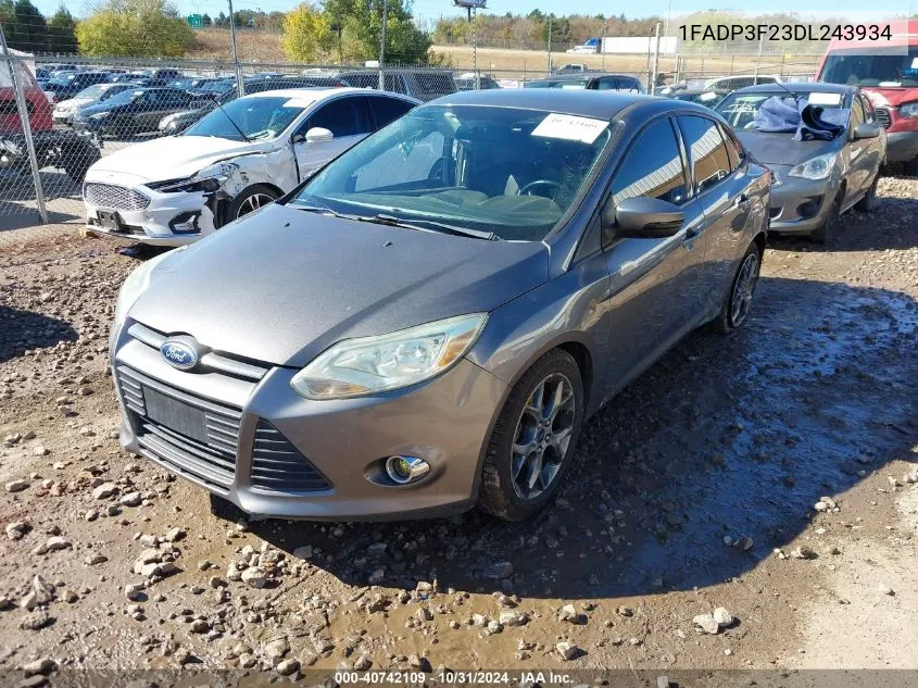 2013 Ford Focus Se VIN: 1FADP3F23DL243934 Lot: 40742109