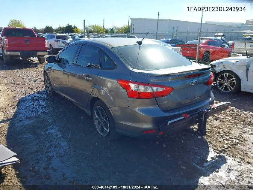 2013 Ford Focus Se VIN: 1FADP3F23DL243934 Lot: 40742109