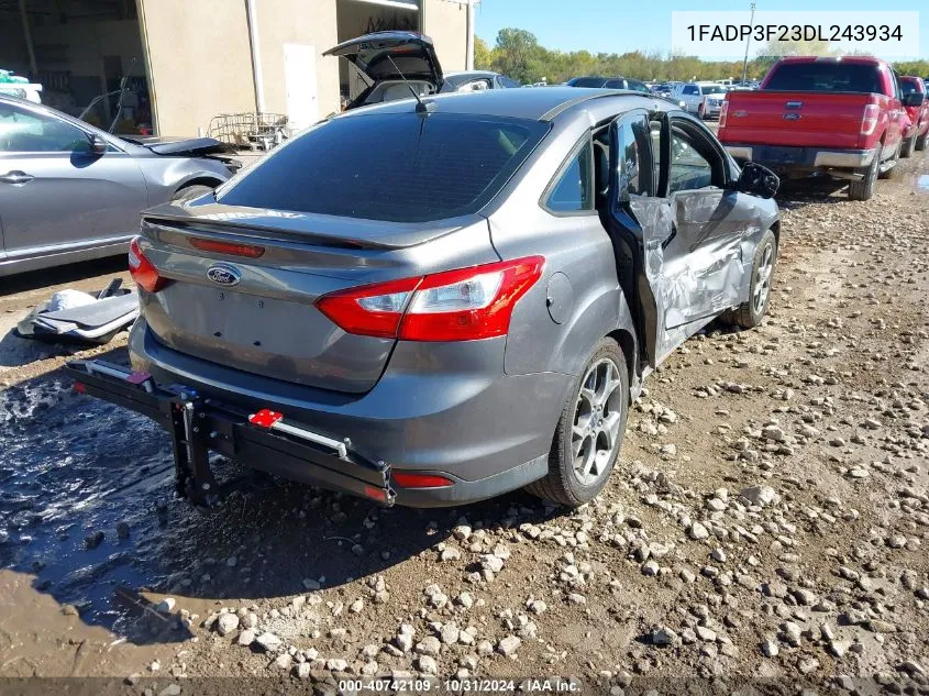 2013 Ford Focus Se VIN: 1FADP3F23DL243934 Lot: 40742109