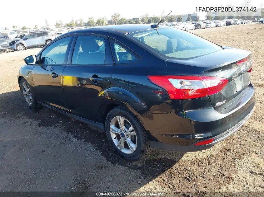 2013 Ford Focus Se VIN: 1FADP3F20DL374142 Lot: 40756373