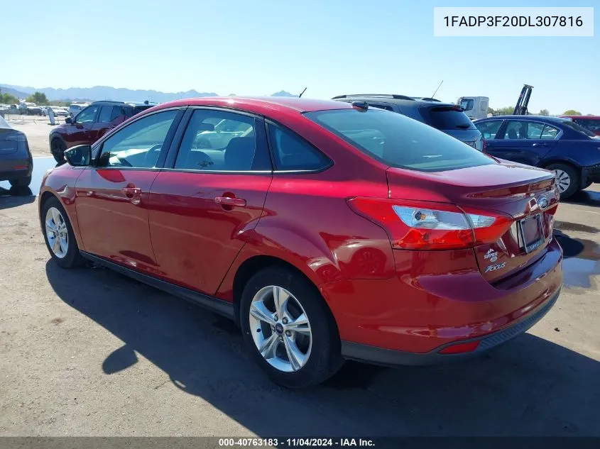 2013 Ford Focus Se VIN: 1FADP3F20DL307816 Lot: 40763183