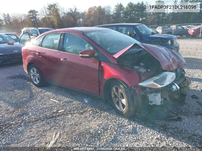 2013 Ford Focus Se VIN: 1FADP3F21DL216098 Lot: 40775693