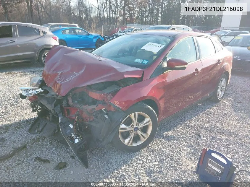 2013 Ford Focus Se VIN: 1FADP3F21DL216098 Lot: 40775693