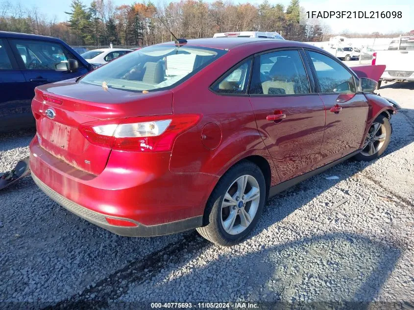 2013 Ford Focus Se VIN: 1FADP3F21DL216098 Lot: 40775693