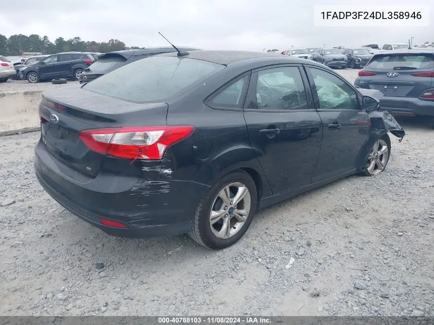 2013 Ford Focus Se VIN: 1FADP3F24DL358946 Lot: 40788103