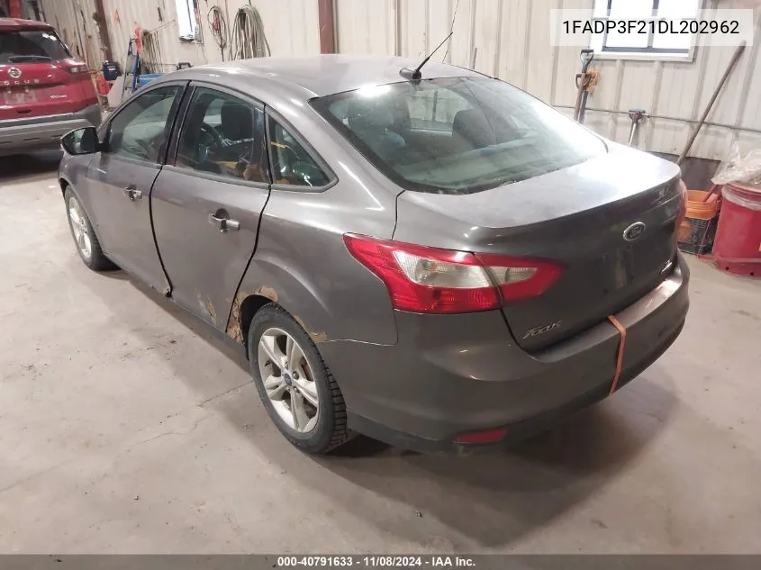 2013 Ford Focus Se VIN: 1FADP3F21DL202962 Lot: 40791633