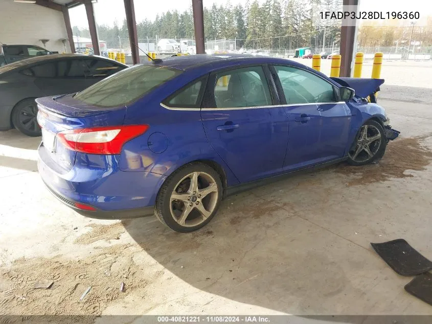 2013 Ford Focus Titanium VIN: 1FADP3J28DL196360 Lot: 40821221