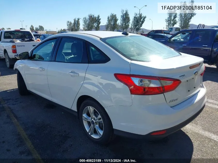 2013 Ford Focus Se VIN: 1FADP3F20DL185104 Lot: 40823189