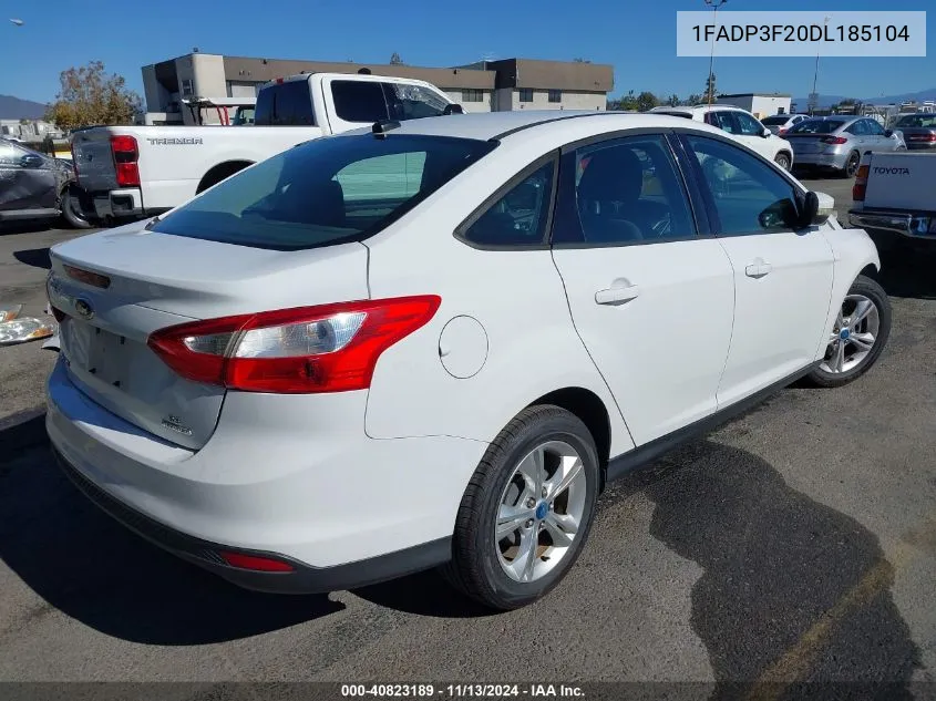 2013 Ford Focus Se VIN: 1FADP3F20DL185104 Lot: 40823189