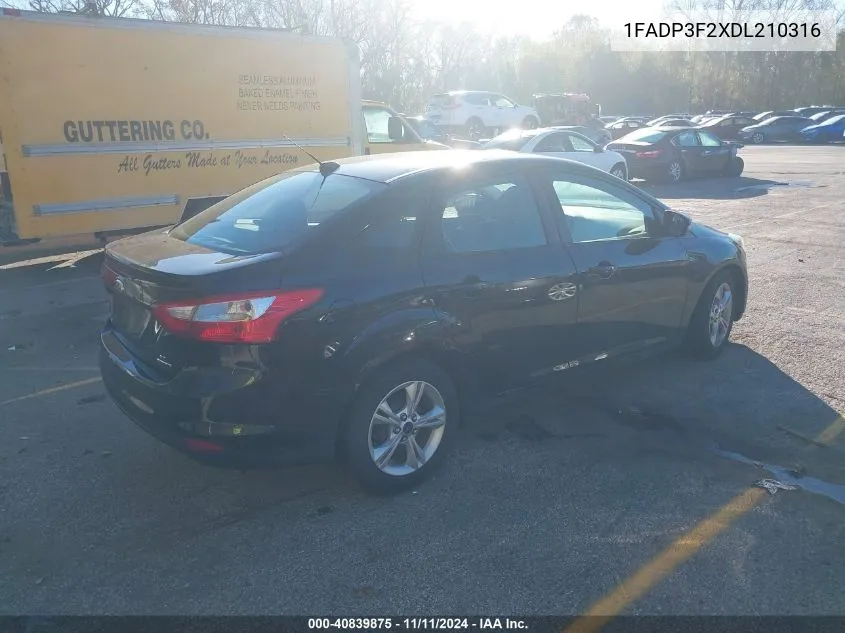 2013 Ford Focus Se VIN: 1FADP3F2XDL210316 Lot: 40839875