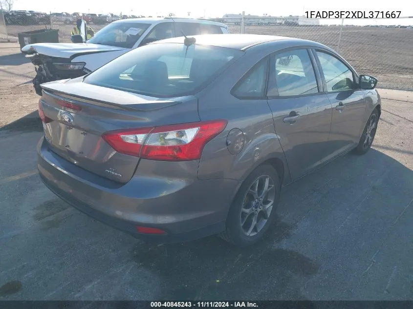 2013 Ford Focus Se VIN: 1FADP3F2XDL371667 Lot: 40845243