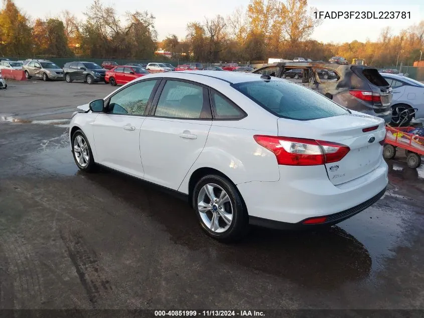 2013 Ford Focus Se VIN: 1FADP3F23DL223781 Lot: 40851999