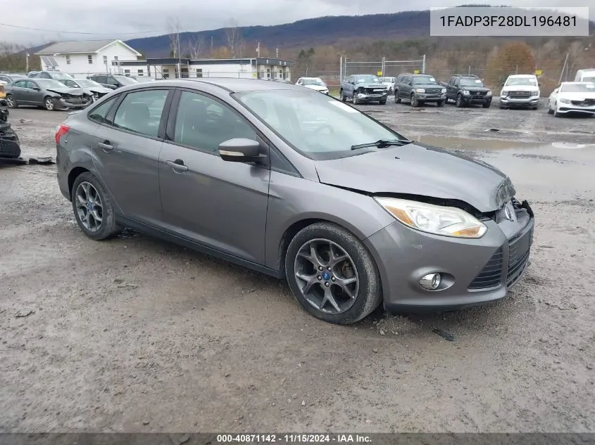 2013 Ford Focus Se VIN: 1FADP3F28DL196481 Lot: 40871142