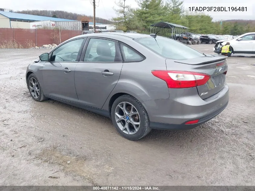 2013 Ford Focus Se VIN: 1FADP3F28DL196481 Lot: 40871142