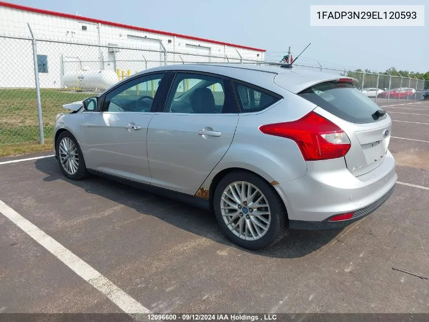 2014 Ford Focus Titanium VIN: 1FADP3N29EL120593 Lot: 12096600