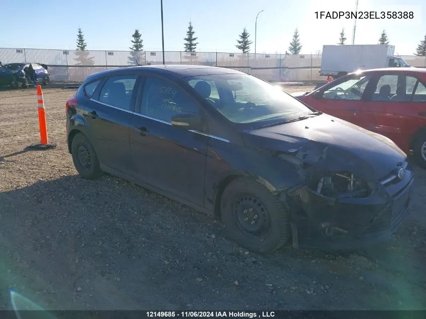 2014 Ford Focus Titanium VIN: 1FADP3N23EL358388 Lot: 12149685