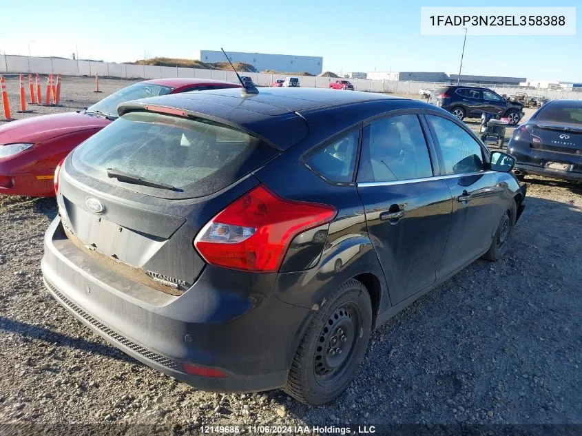 2014 Ford Focus Titanium VIN: 1FADP3N23EL358388 Lot: 12149685