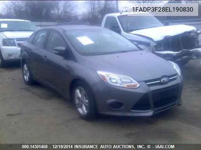 2014 Ford Focus Se VIN: 1FADP3F28EL190830 Lot: 14301468