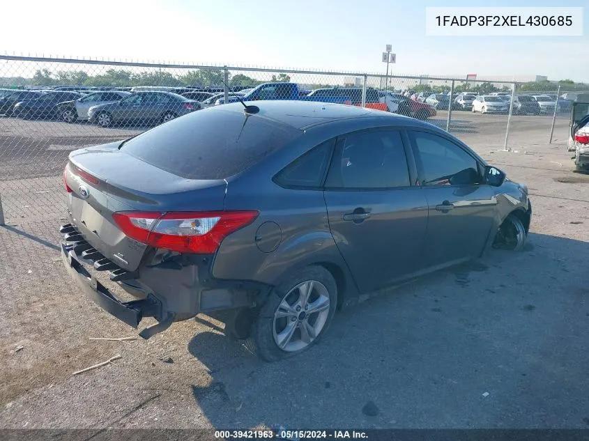 2014 Ford Focus Se VIN: 1FADP3F2XEL430685 Lot: 39421963