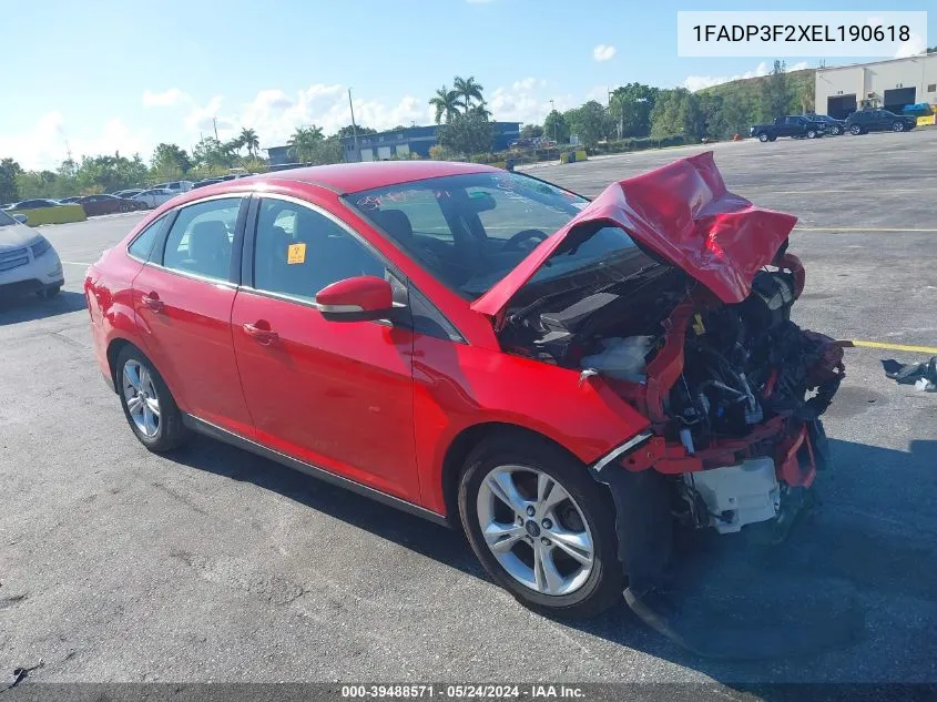 2014 Ford Focus Se VIN: 1FADP3F2XEL190618 Lot: 39488571