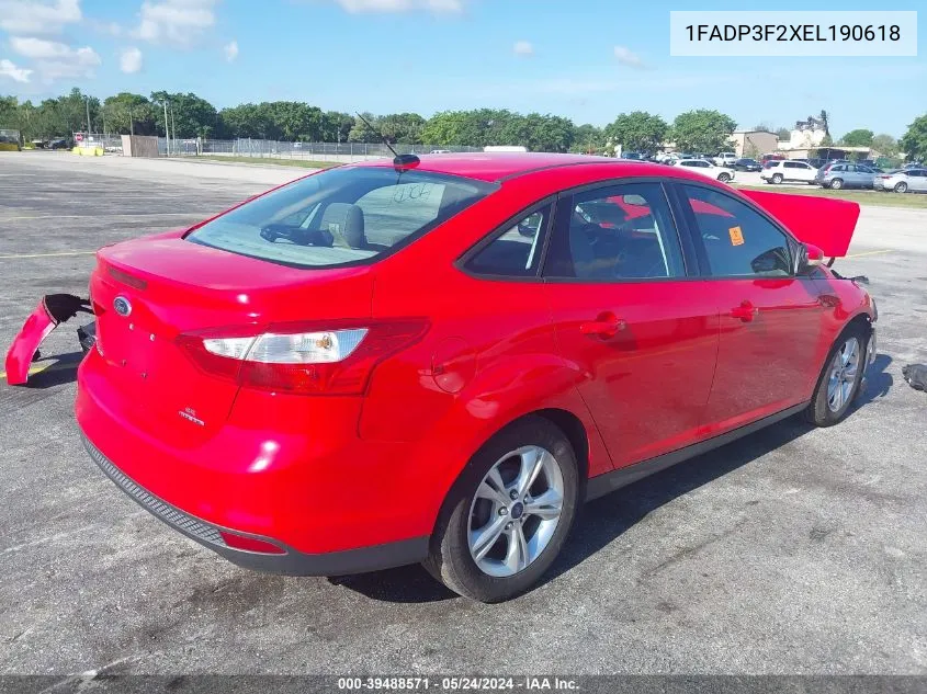 1FADP3F2XEL190618 2014 Ford Focus Se