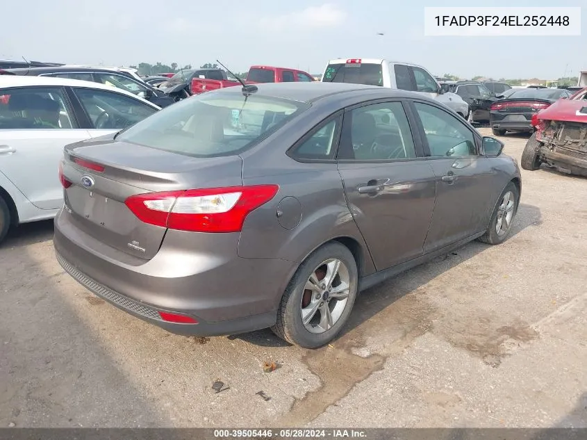 2014 Ford Focus Se VIN: 1FADP3F24EL252448 Lot: 39505446