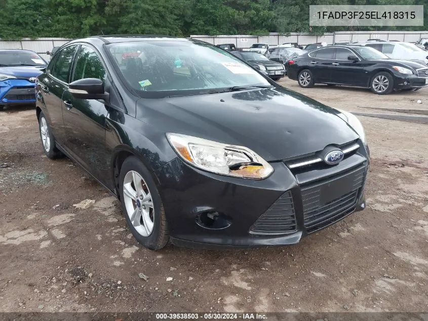 2014 Ford Focus Se VIN: 1FADP3F25EL418315 Lot: 39538503