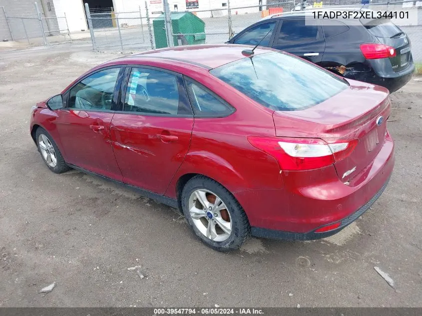 2014 Ford Focus Se VIN: 1FADP3F2XEL344101 Lot: 39547794