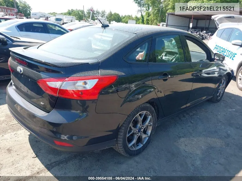 2014 Ford Focus Se VIN: 1FADP3F21EL215521 Lot: 39554105