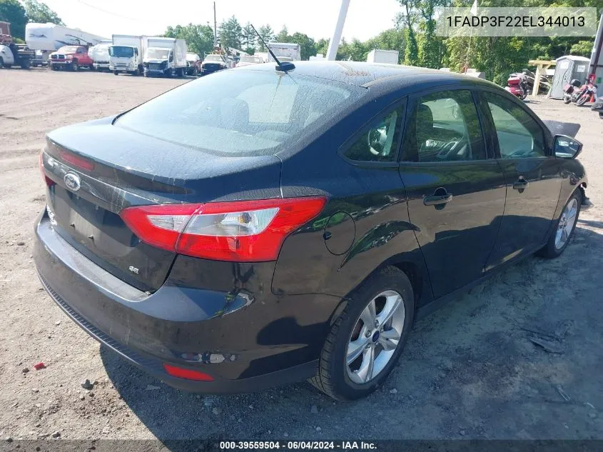 2014 Ford Focus Se VIN: 1FADP3F22EL344013 Lot: 39559504