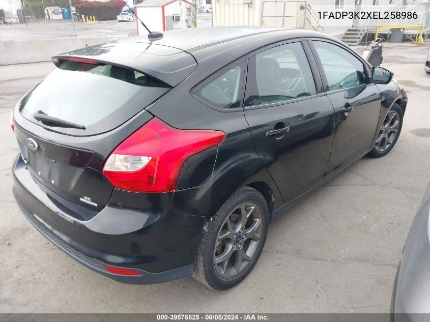 2014 Ford Focus Se VIN: 1FADP3K2XEL258986 Lot: 39576825