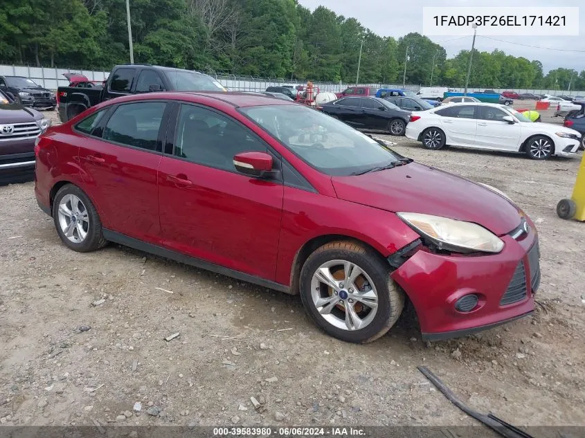 2014 Ford Focus Se VIN: 1FADP3F26EL171421 Lot: 39583980