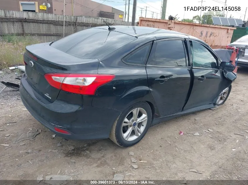 2014 Ford Focus Se VIN: 1FADP3F24EL145058 Lot: 39601373