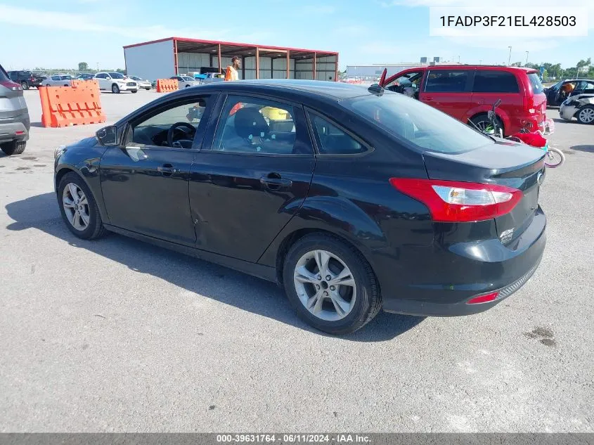 2014 Ford Focus Se VIN: 1FADP3F21EL428503 Lot: 39631764