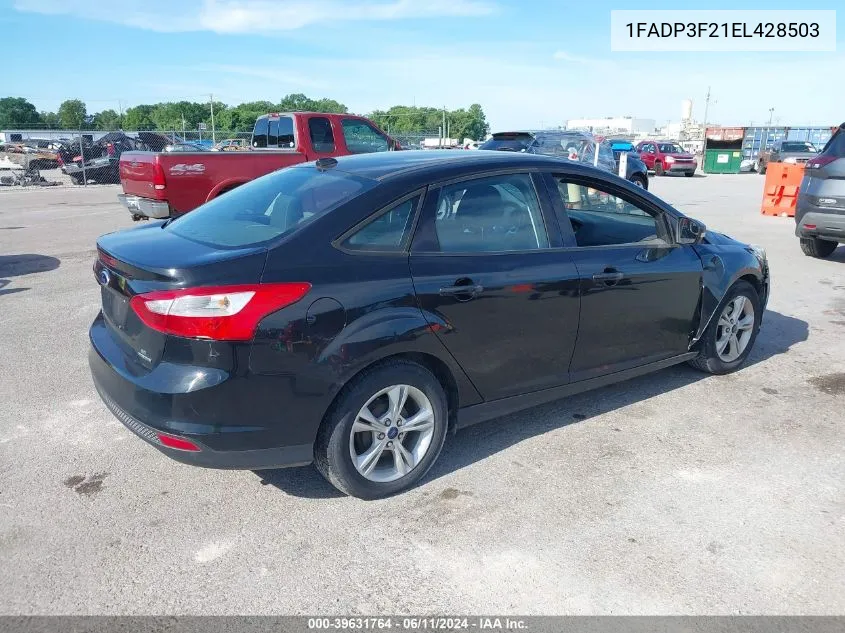 2014 Ford Focus Se VIN: 1FADP3F21EL428503 Lot: 39631764