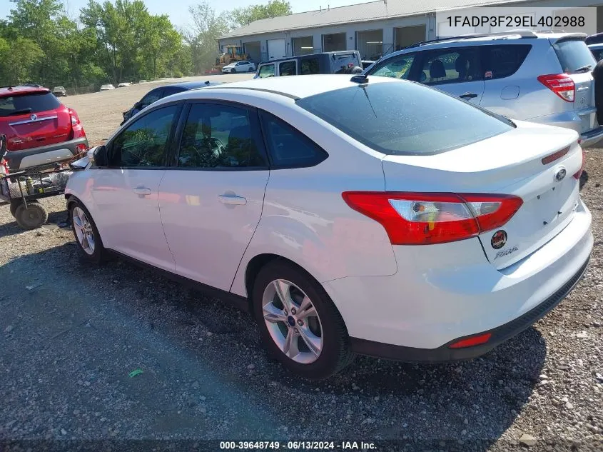 2014 Ford Focus Se VIN: 1FADP3F29EL402988 Lot: 39648749