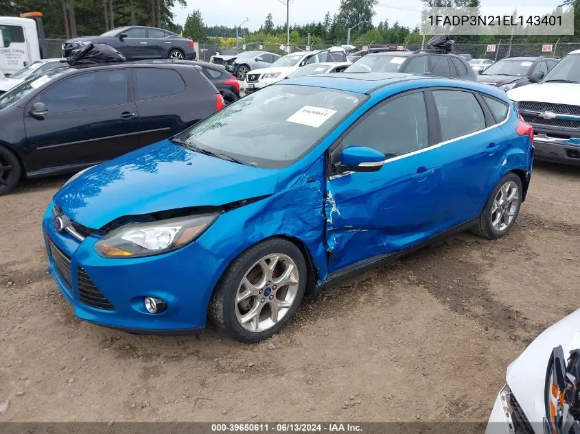 2014 Ford Focus Titanium VIN: 1FADP3N21EL143401 Lot: 39650611