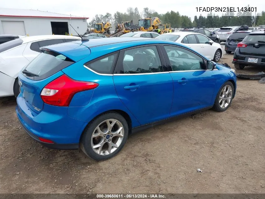 2014 Ford Focus Titanium VIN: 1FADP3N21EL143401 Lot: 39650611