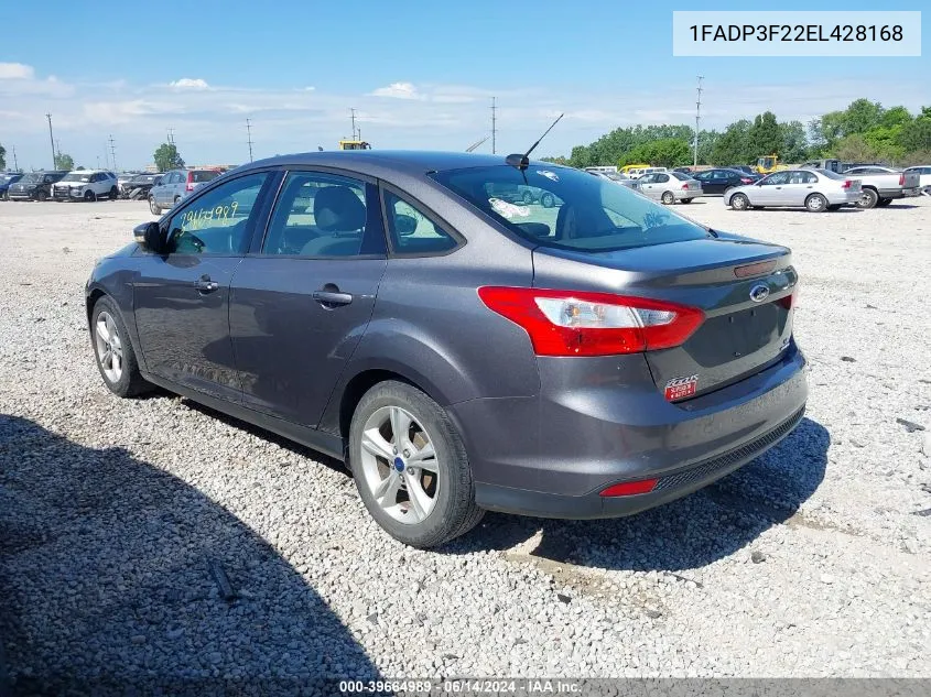 2014 Ford Focus Se VIN: 1FADP3F22EL428168 Lot: 39664989