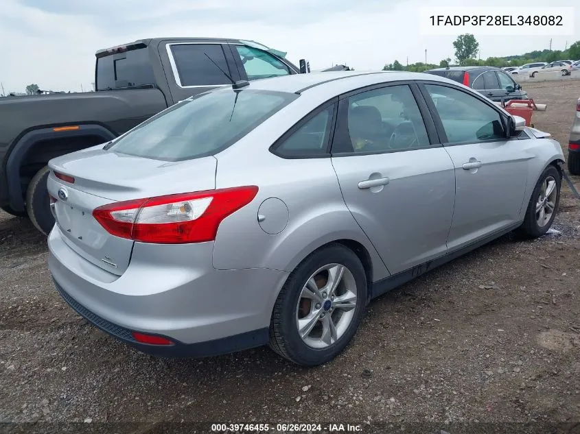 2014 Ford Focus Se VIN: 1FADP3F28EL348082 Lot: 39746455