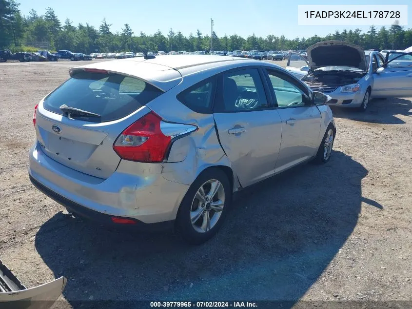 2014 Ford Focus Se VIN: 1FADP3K24EL178728 Lot: 39779965