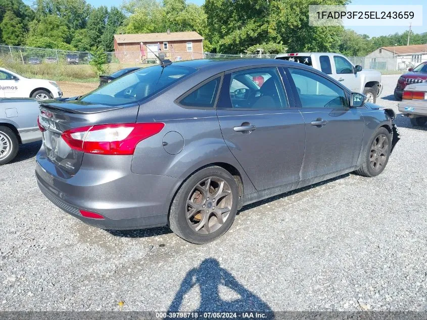 2014 Ford Focus Se VIN: 1FADP3F25EL243659 Lot: 39798718