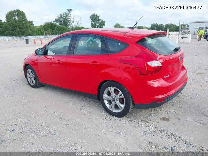 2014 Ford Focus Se VIN: 1FADP3K22EL346477 Lot: 39806394