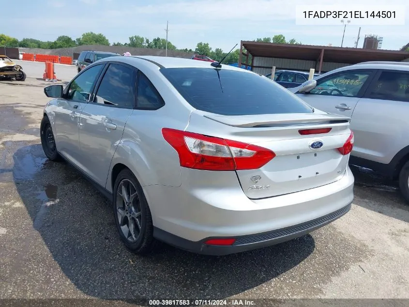 2014 Ford Focus Se VIN: 1FADP3F21EL144501 Lot: 39817583