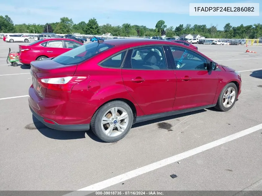 2014 Ford Focus Se VIN: 1FADP3F24EL286082 Lot: 39818735