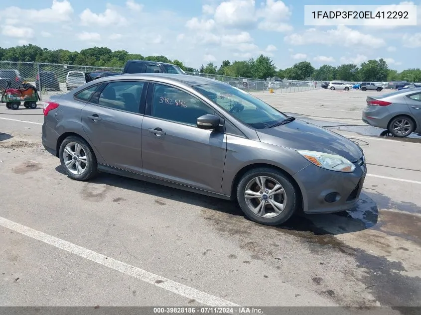 2014 Ford Focus Se VIN: 1FADP3F20EL412292 Lot: 39828186