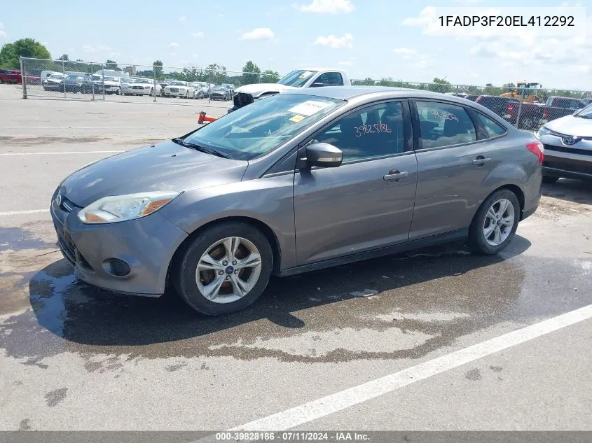 2014 Ford Focus Se VIN: 1FADP3F20EL412292 Lot: 39828186