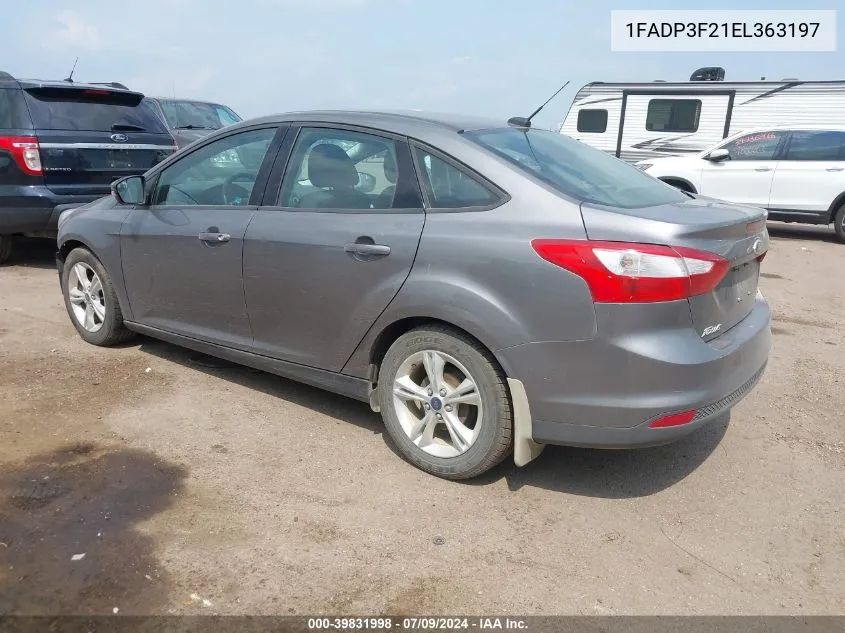 2014 Ford Focus Se VIN: 1FADP3F21EL363197 Lot: 39831998